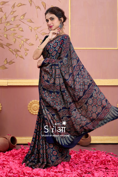 MYSTIC FLORAL BLOCKS - MODAL SILK SAREE