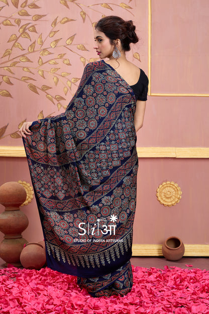 MYSTIC FLORAL BLOCKS - MODAL SILK SAREE