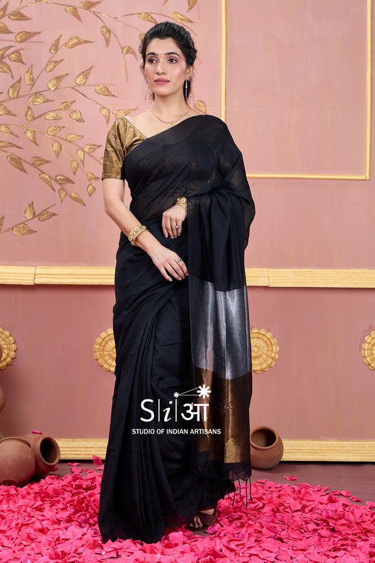 BEAUTY IN BLACK - KHADI COTTON SAREE