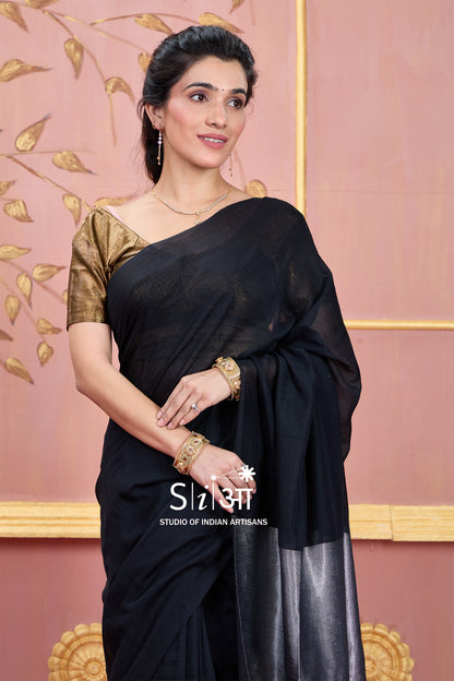BEAUTY IN BLACK - KHADI COTTON SAREE
