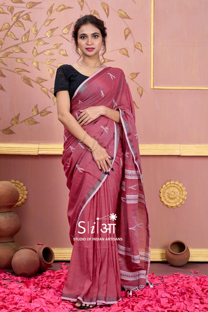 WHISPERED BLUSH HORIZON - COTTON SAREE