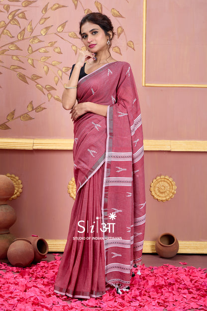 WHISPERED BLUSH HORIZON - COTTON SAREE