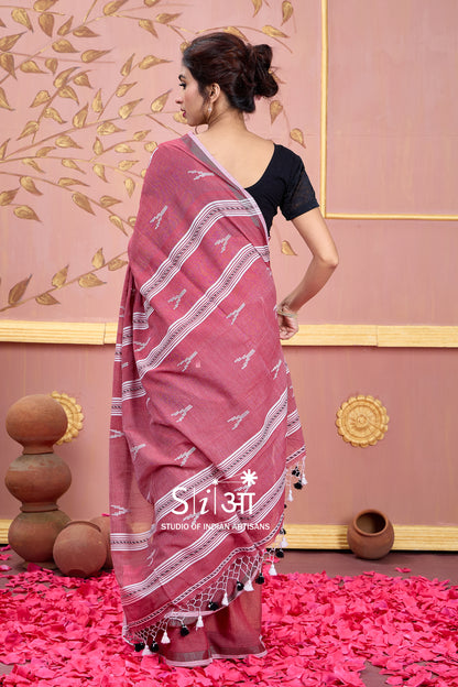 WHISPERED BLUSH HORIZON - COTTON SAREE