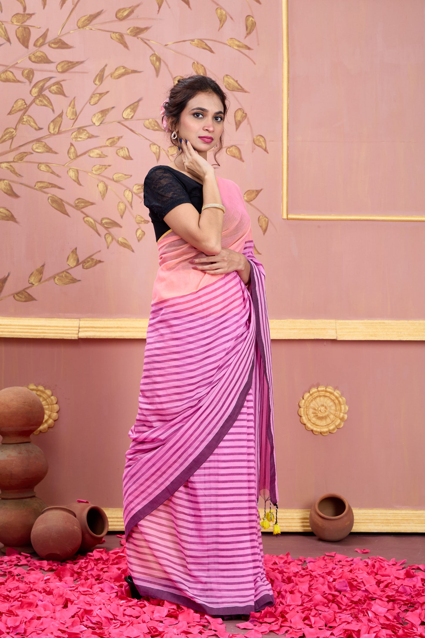 GULABI REKHA - MUL COTTON SAREE