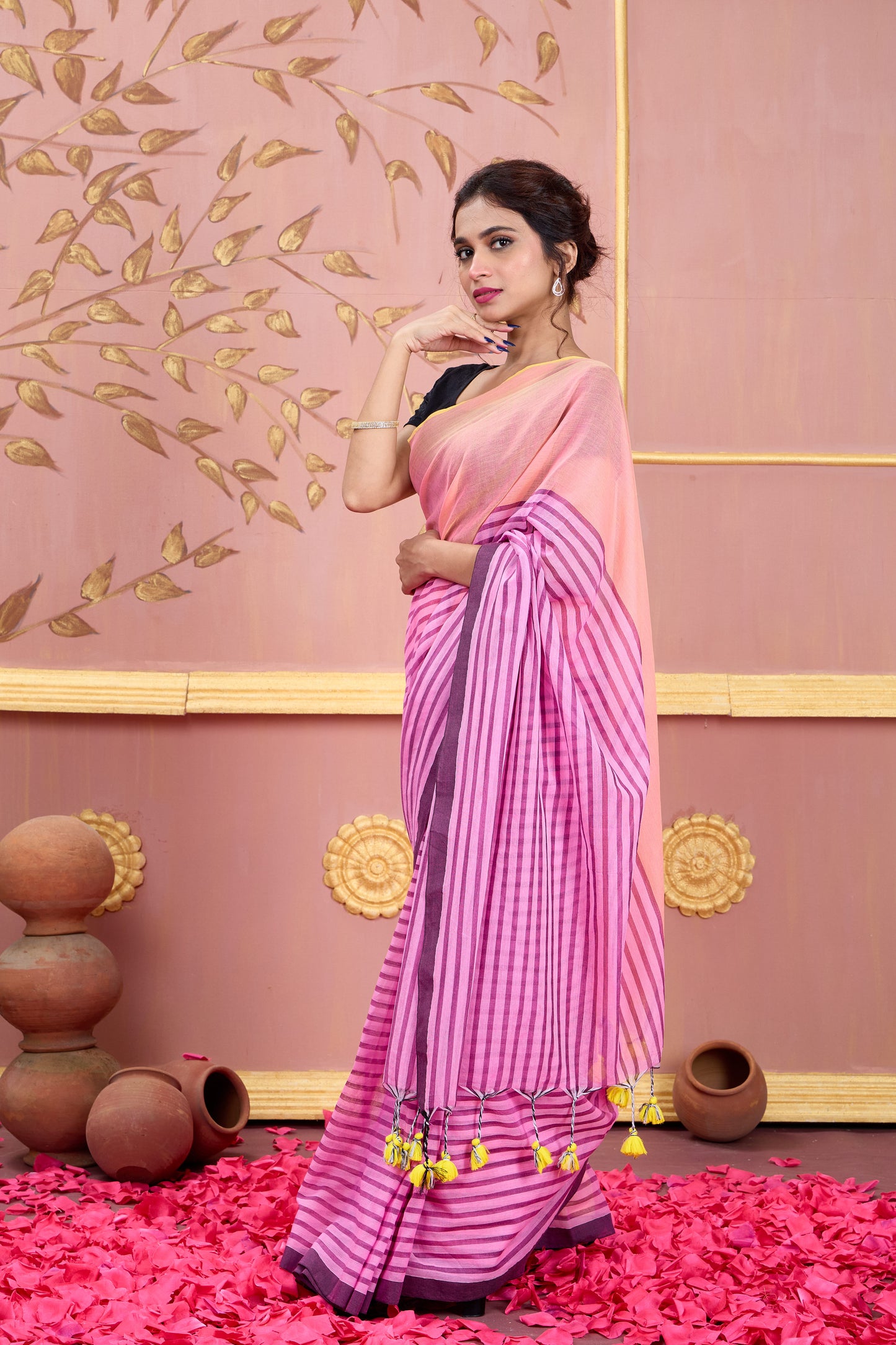 GULABI REKHA - MUL COTTON SAREE
