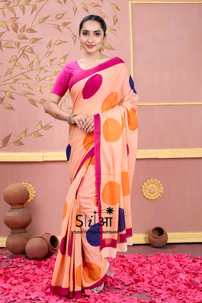 SUNSET POLKA -  COTTON SAREE