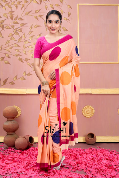 SUNSET POLKA -  COTTON SAREE