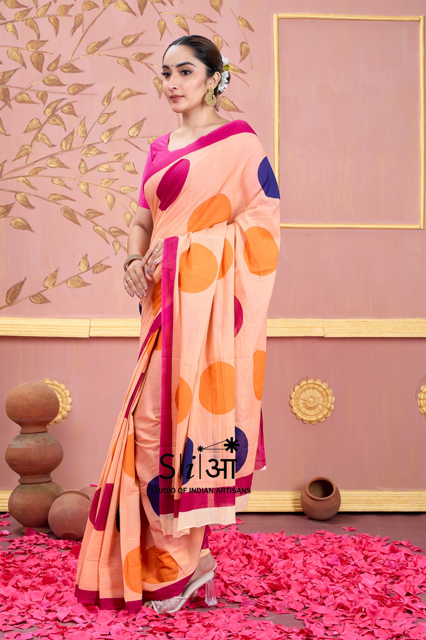 SUNSET POLKA - MUL COTTON SAREE