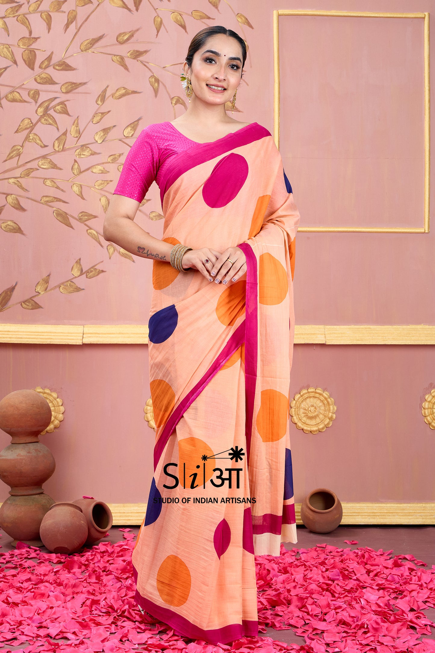 SUNSET POLKA - MUL COTTON SAREE