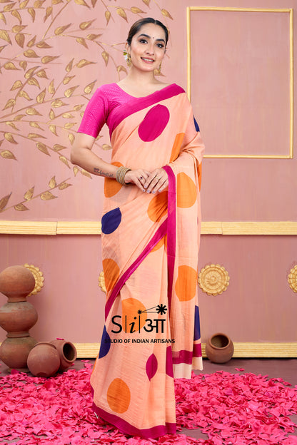 SUNSET POLKA -  COTTON SAREE