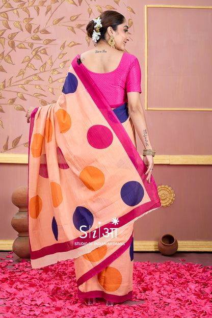 SUNSET POLKA -  COTTON SAREE