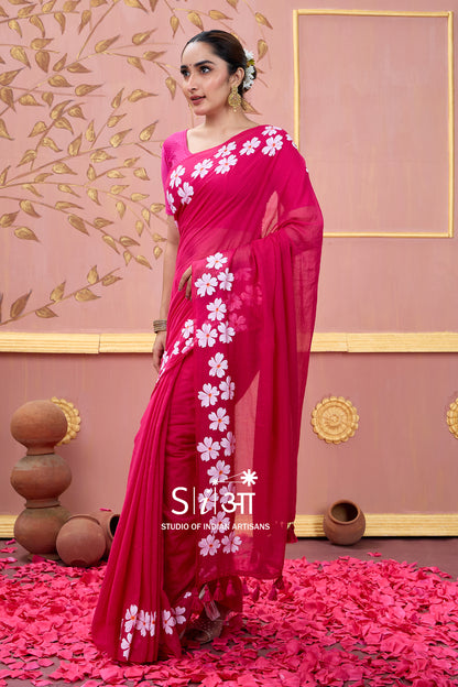 GULABI CHAMPA- MUL COTTON SAREE