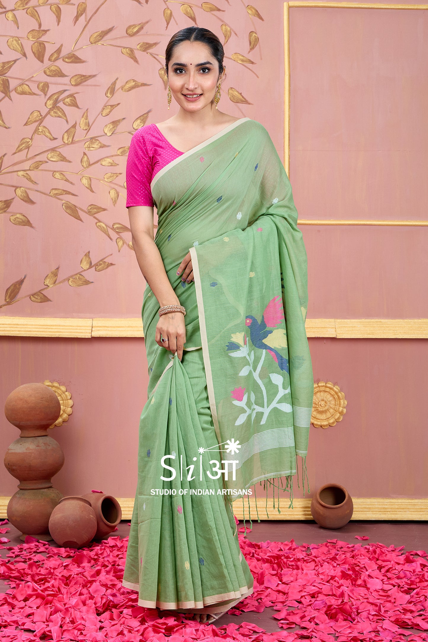SPRING MEADOW - MUL COTTON SAREE