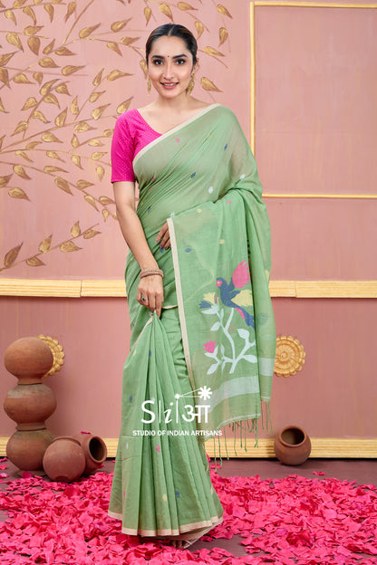 SPRING MEADOW - MUL COTTON SAREE