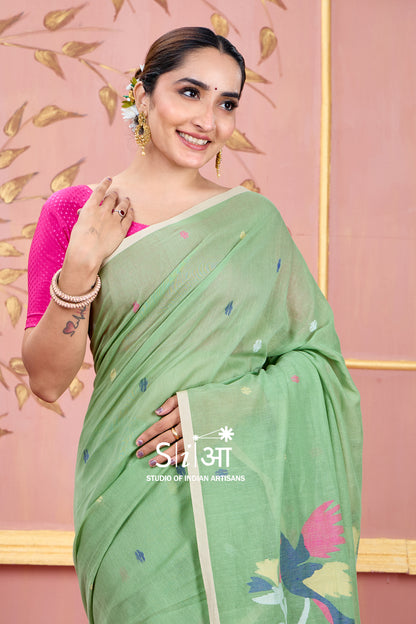 SPRING MEADOW - MUL COTTON SAREE