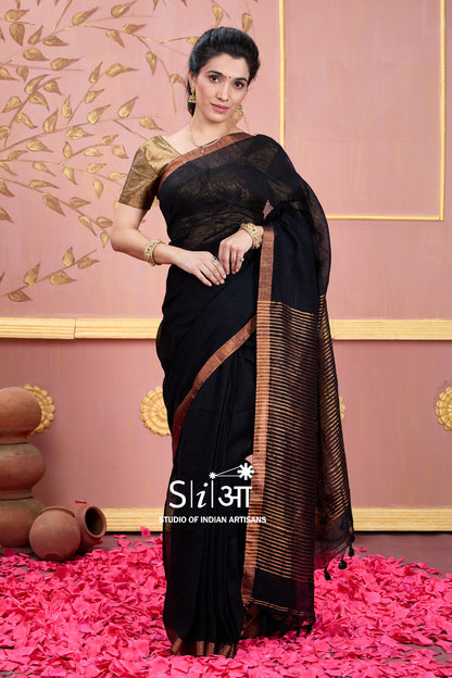 SHAHI SHAM - LINEN SAREE
