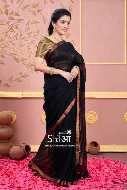 SHAHI SHAM - LINEN SAREE