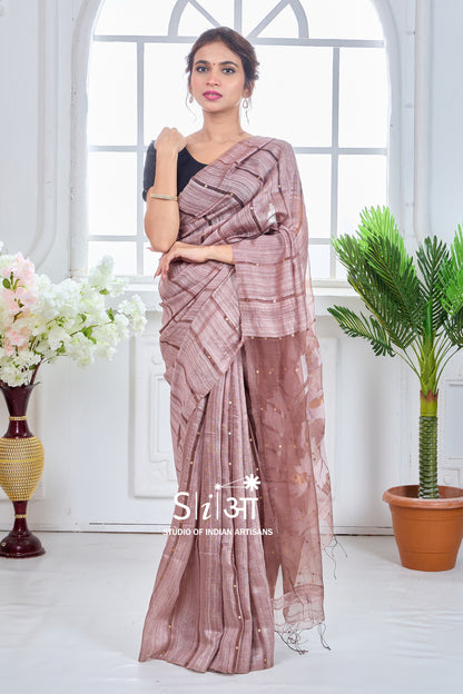 ROYAL GINNI MOCHA - MATKA SILK SAREE