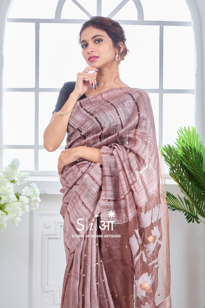 ROYAL GINNI MOCHA - MATKA SILK SAREE