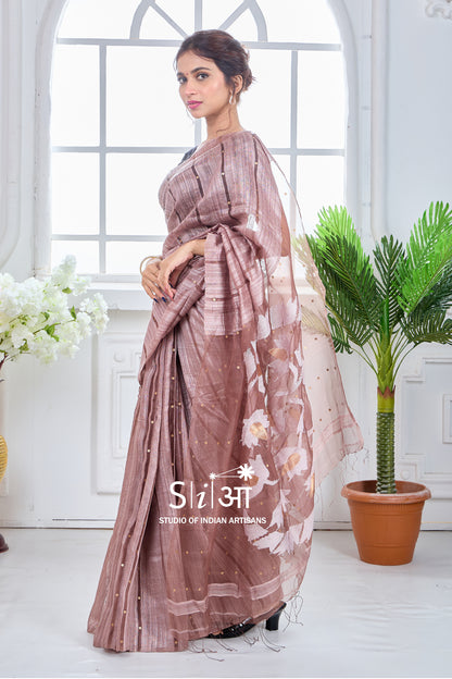 ROYAL GINNI MOCHA - MATKA SILK SAREE