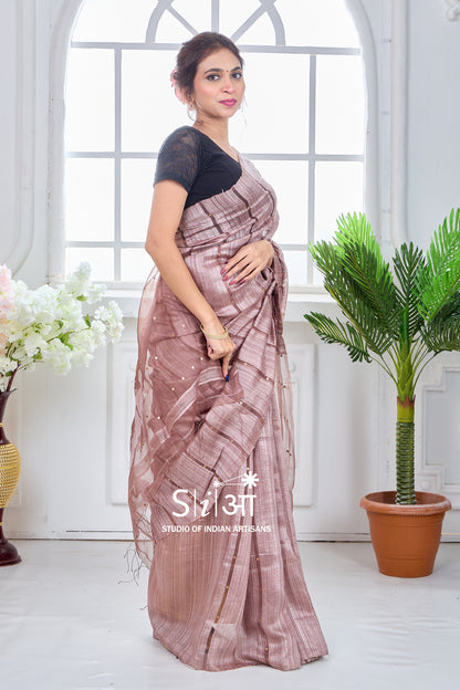 ROYAL GINNI MOCHA - MATKA SILK SAREE