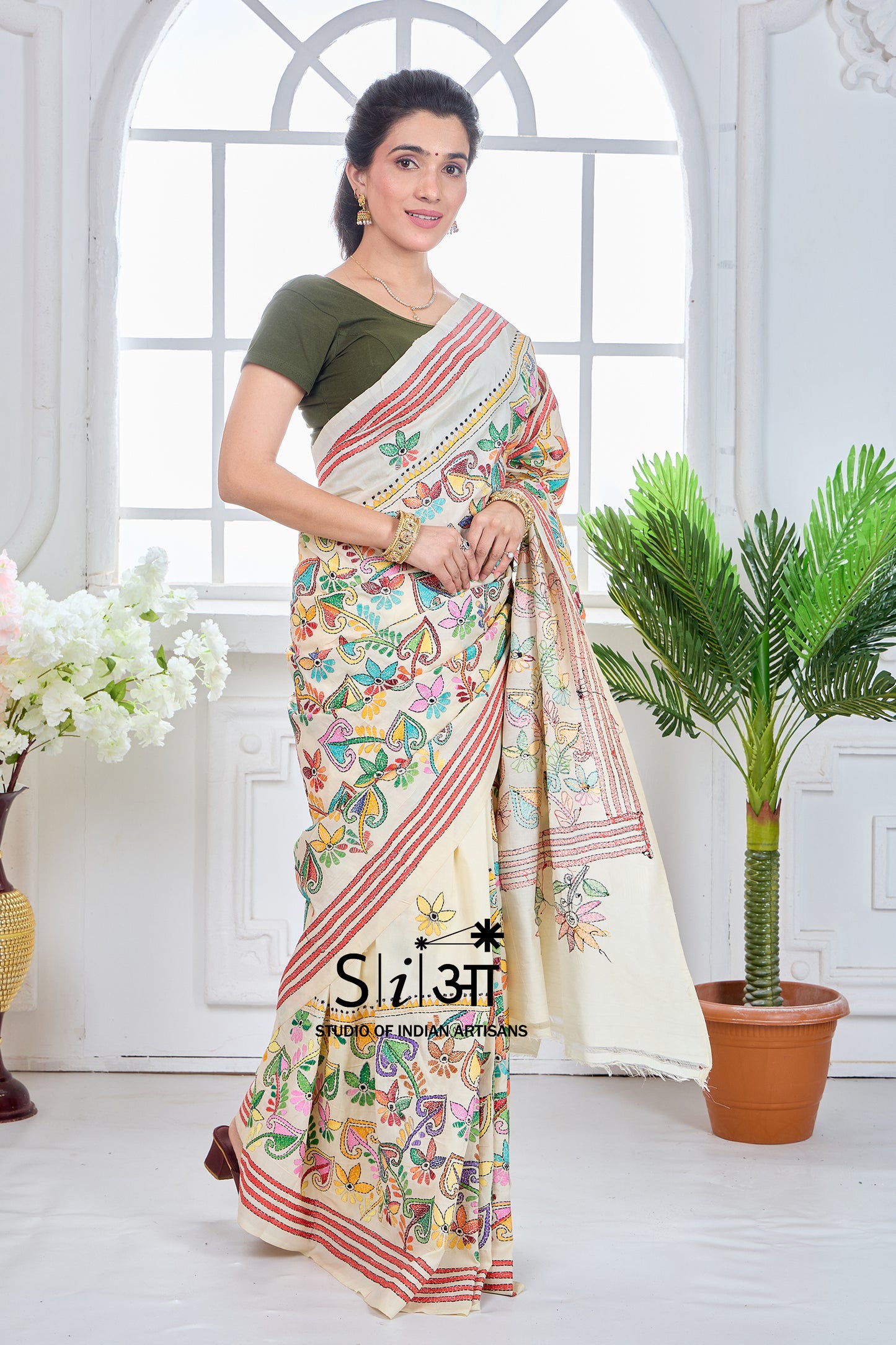 SPRING BLOSSOMS - KOREAN TUSSAR SILK SAREE