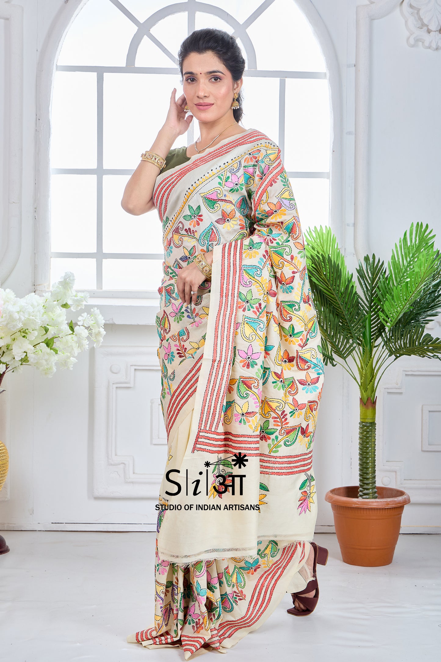 SPRING BLOSSOMS - KOREAN TUSSAR SILK SAREE