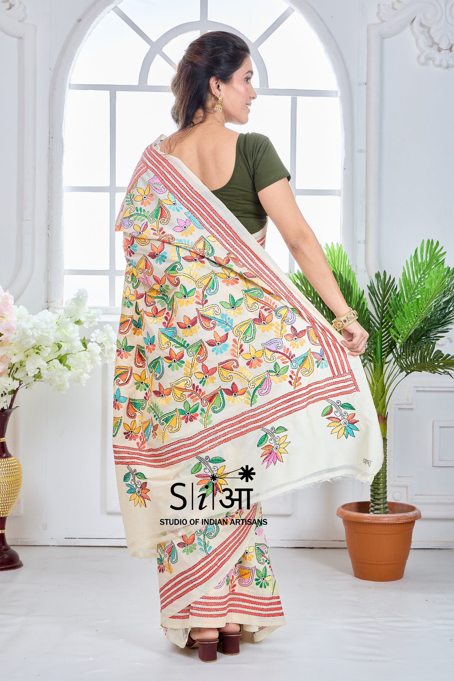 SPRING BLOSSOMS - KOREAN TUSSAR SILK SAREE