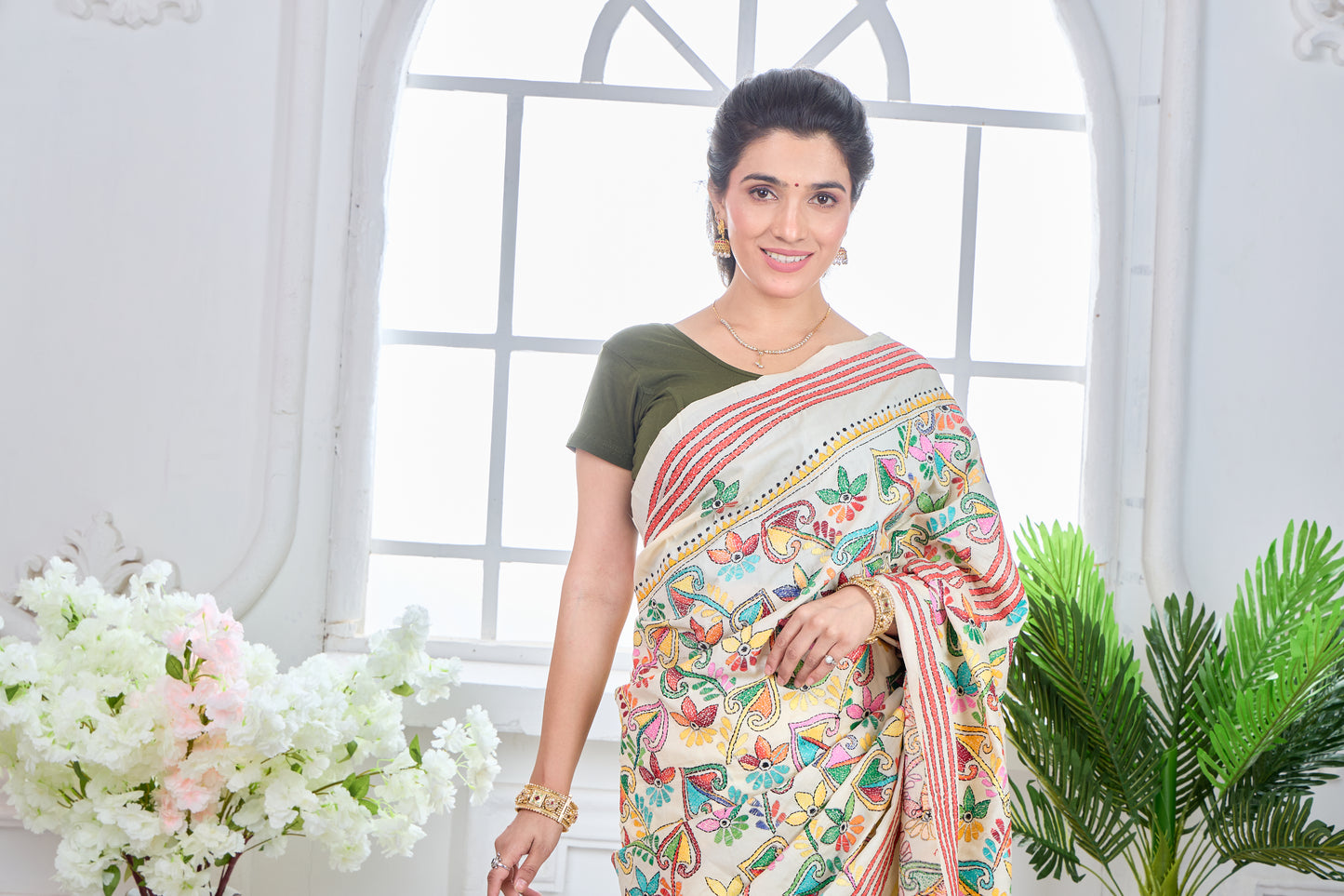 SPRING BLOSSOMS - KOREAN TUSSAR SILK SAREE