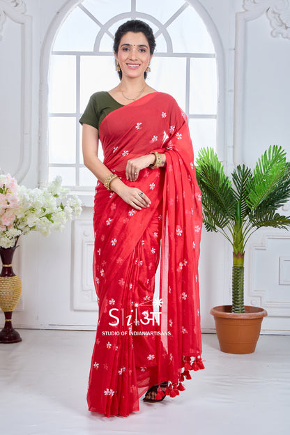 SINDHOORI PHOOL - MUL COTTON SAREE