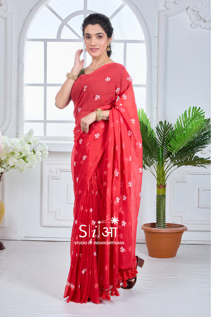 SINDHOORI PHOOL - MUL COTTON SAREE