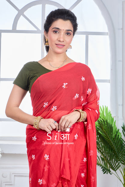 SINDHOORI PHOOL - MUL COTTON SAREE
