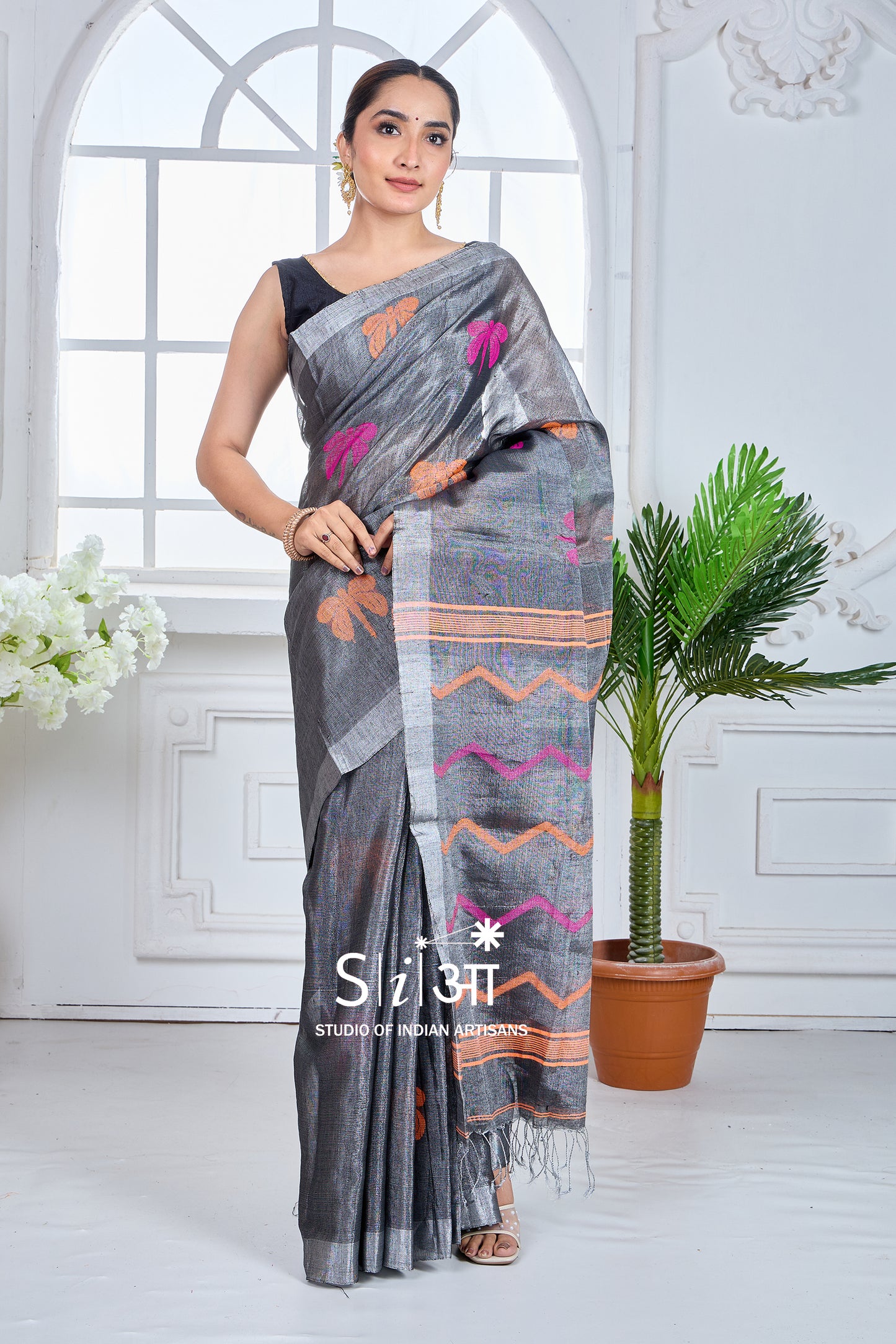 OXIDIZED WONDER - TISSUE LINEN SAREE