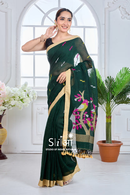 FOREST SONG - LINEN SAREE