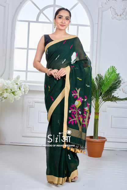 FOREST SONG - LINEN SAREE