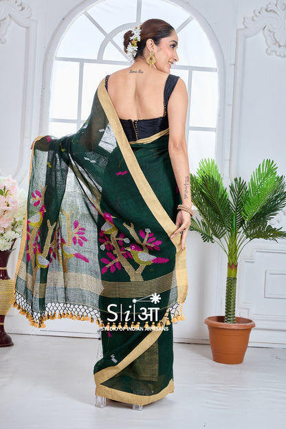 FOREST SONG - LINEN SAREE