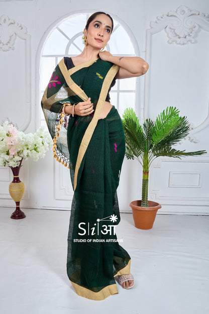 FOREST SONG - LINEN SAREE