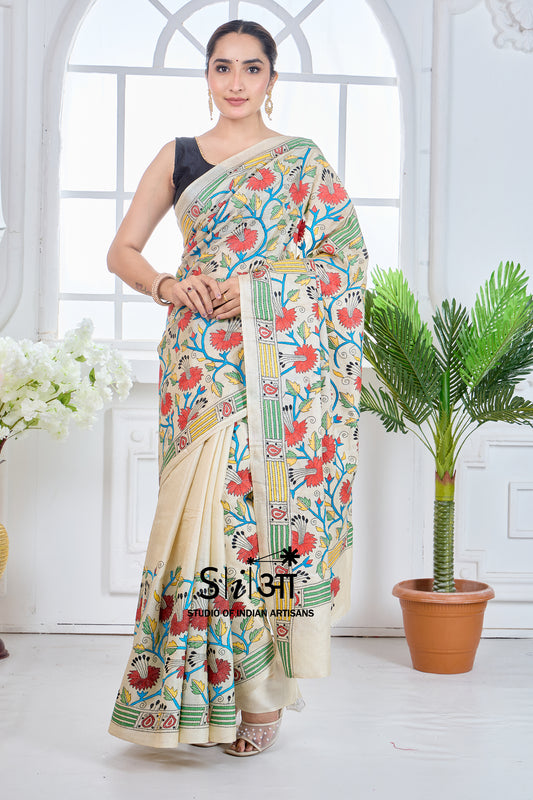 BLOOMING VINES - GACHI TUSSAR SILK SAREE