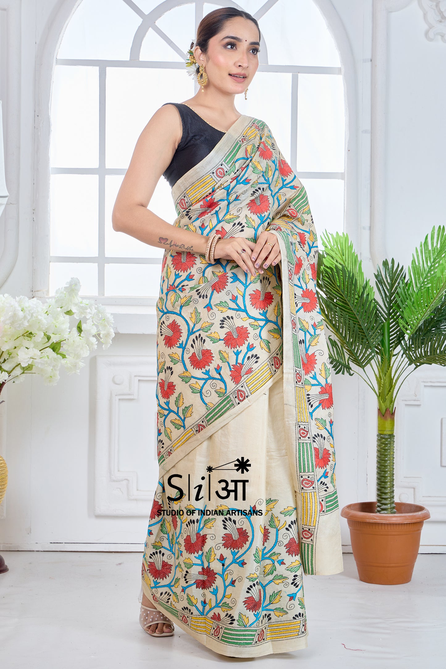 BLOOMING VINES - GACHI TUSSAR SILK SAREE