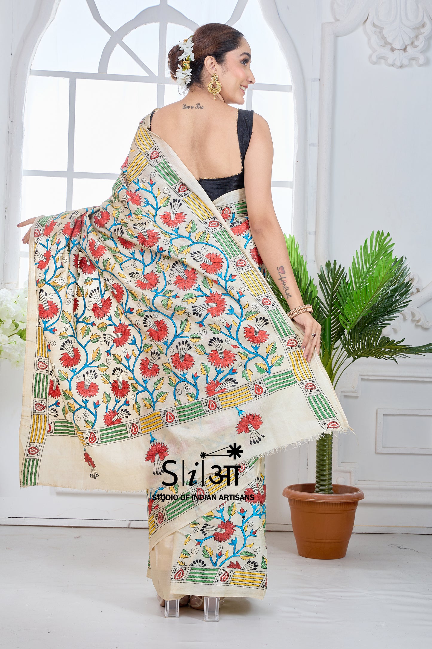 BLOOMING VINES - GACHI TUSSAR SILK SAREE