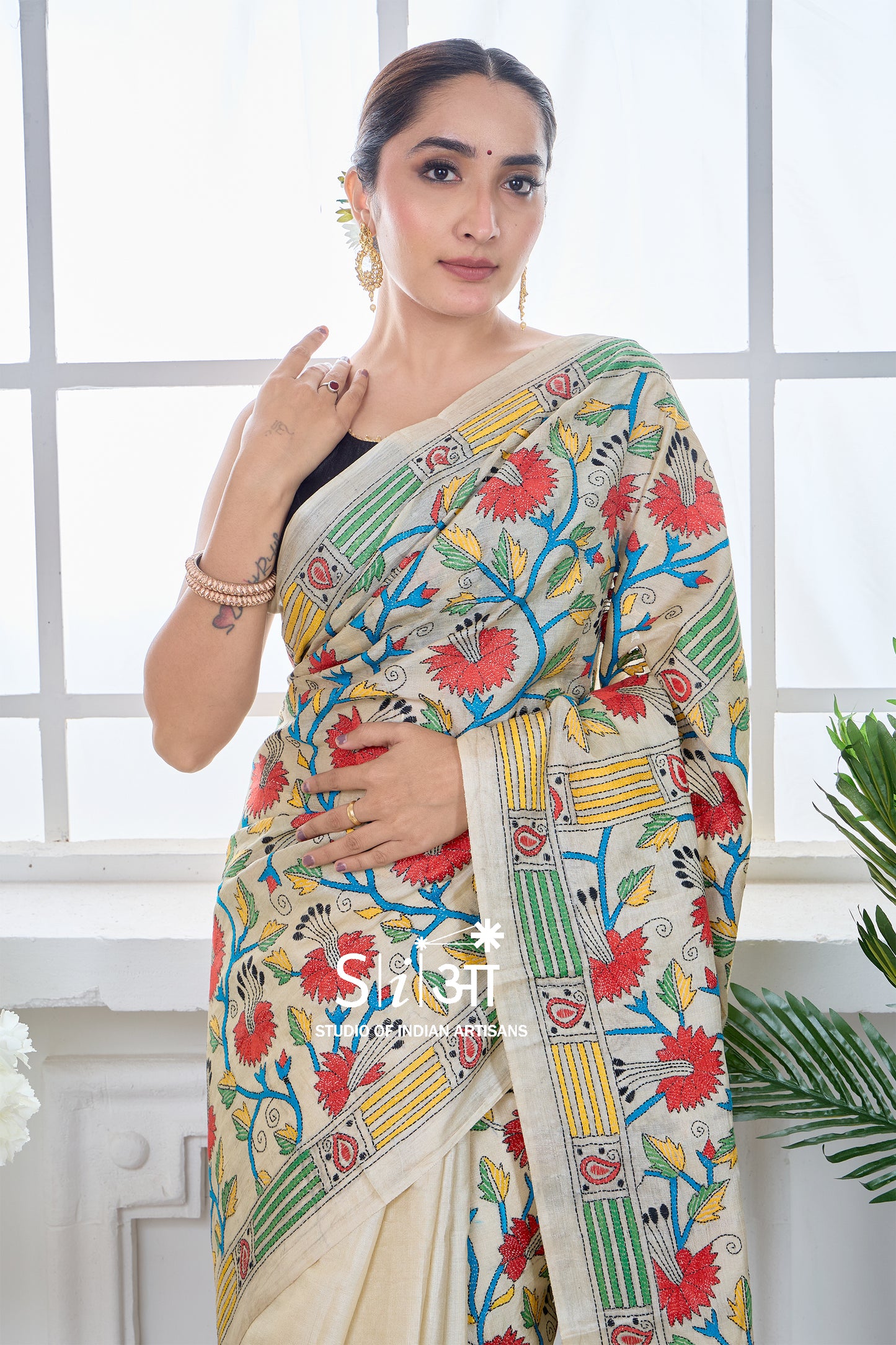 BLOOMING VINES - GACHI TUSSAR SILK SAREE