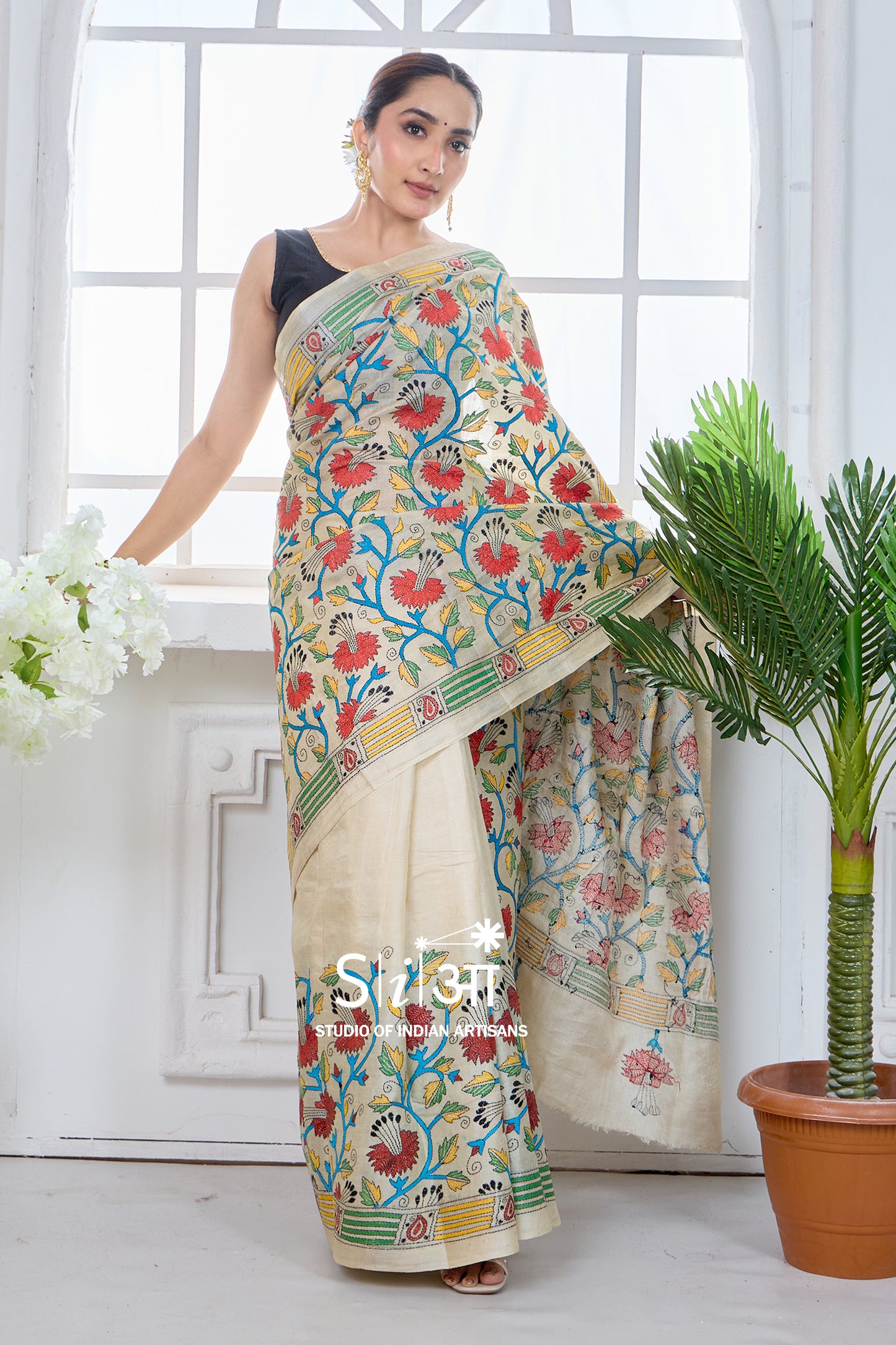 BLOOMING VINES - GACHI TUSSAR SILK SAREE