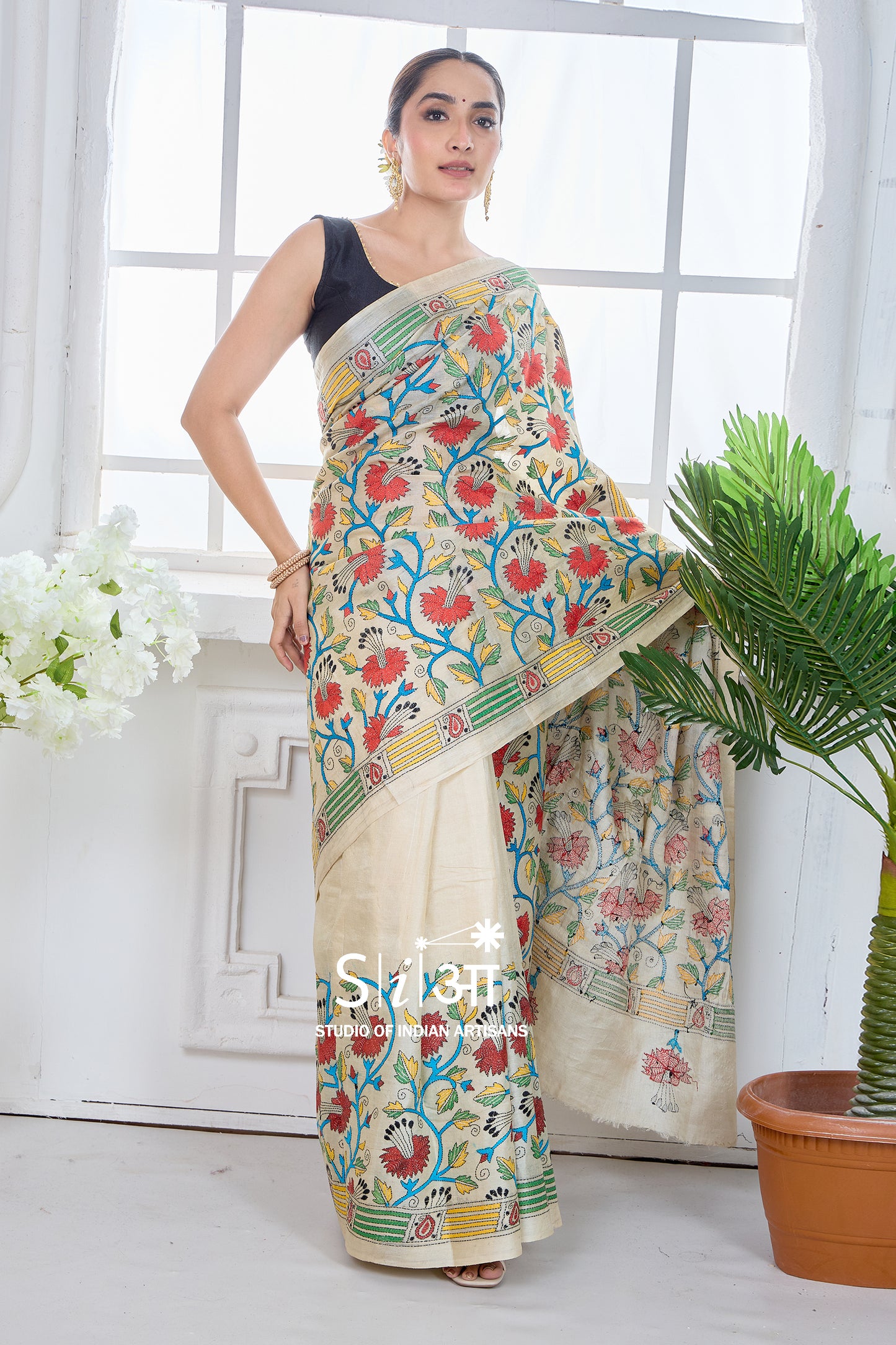 BLOOMING VINES - GACHI TUSSAR SILK SAREE
