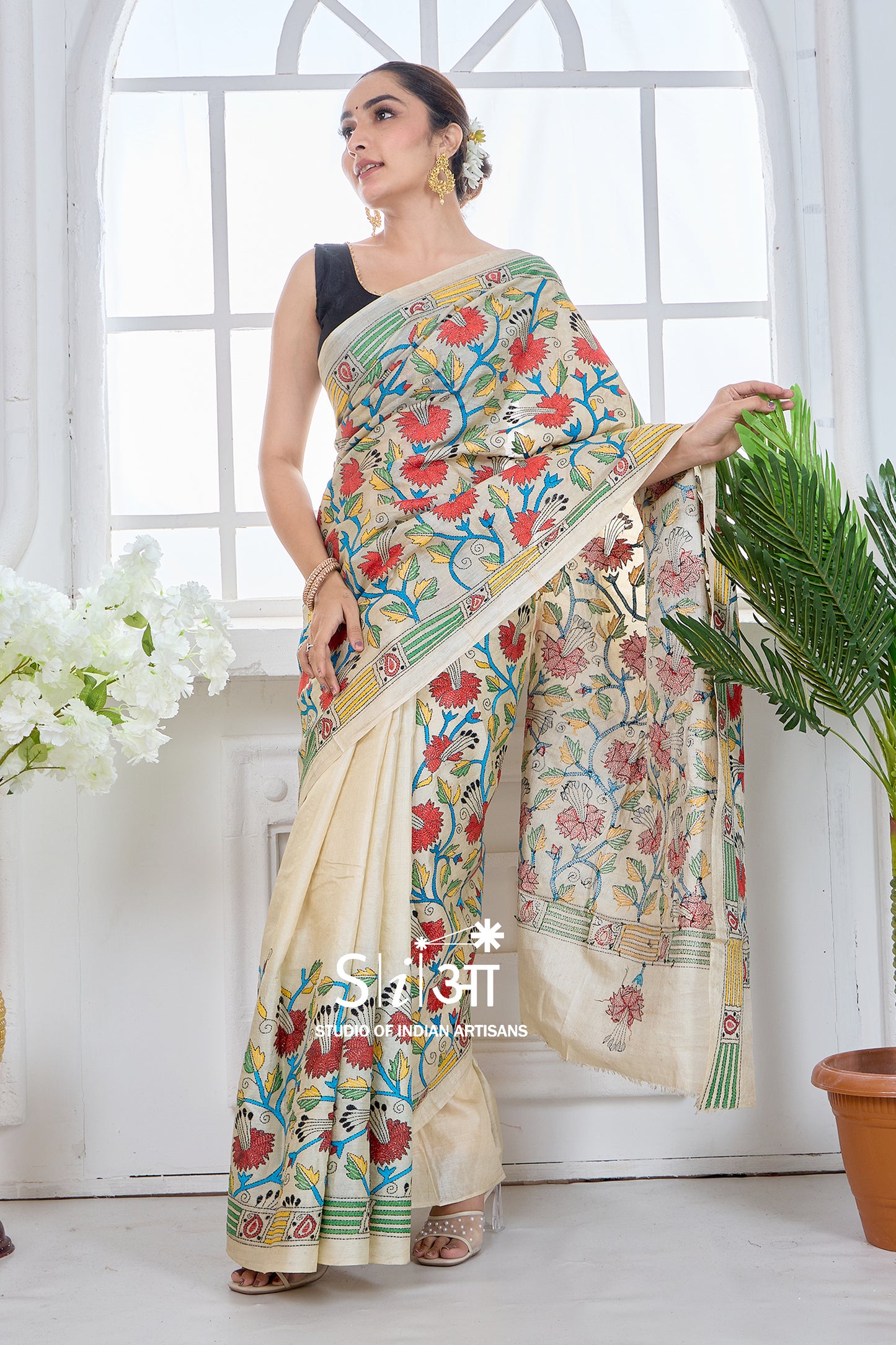 BLOOMING VINES - GACHI TUSSAR SILK SAREE