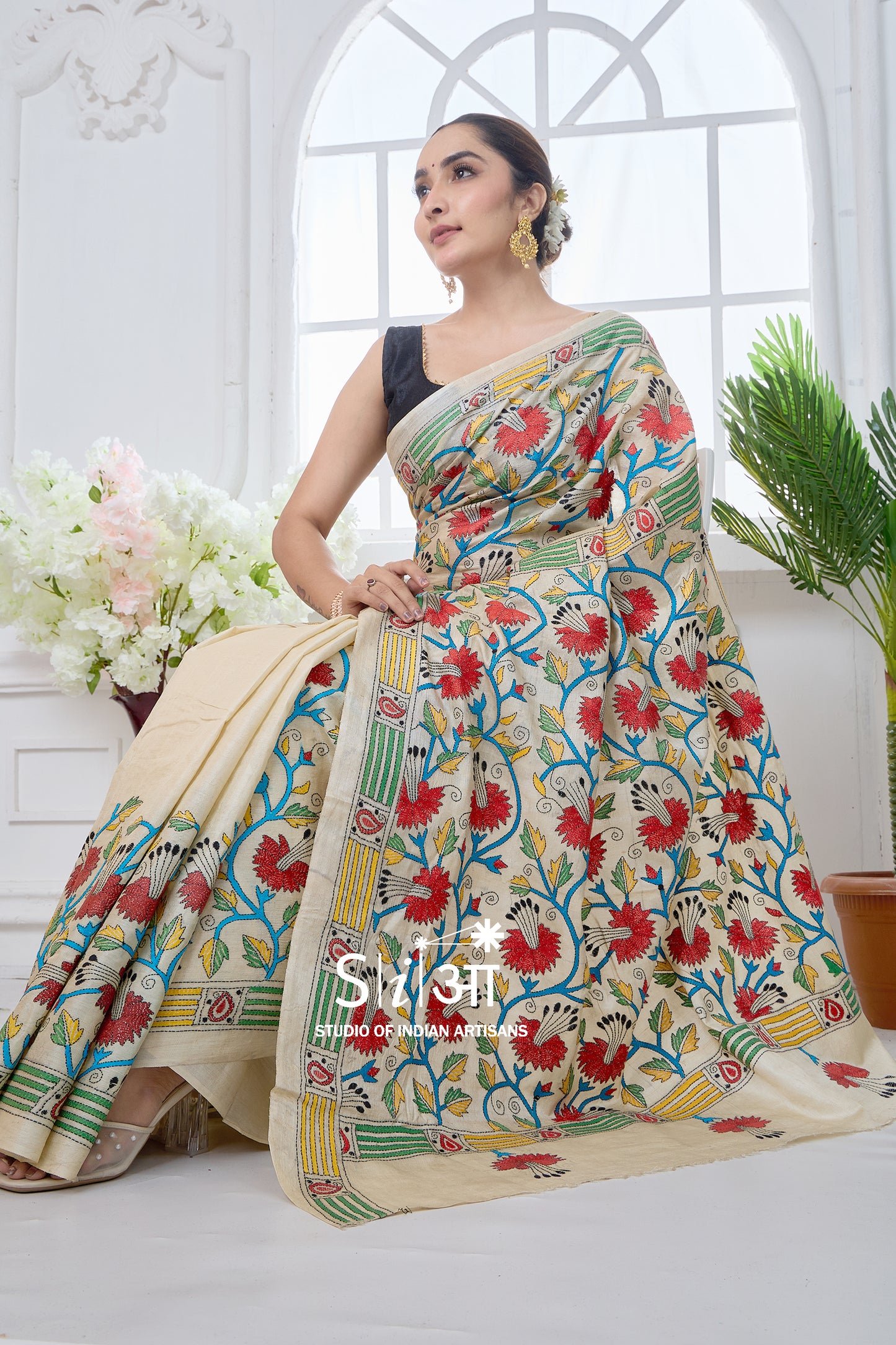 BLOOMING VINES - GACHI TUSSAR SILK SAREE