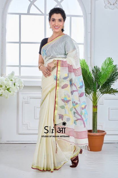 CHANDANI PHOOLWARI MUSLIN SILK SAREE