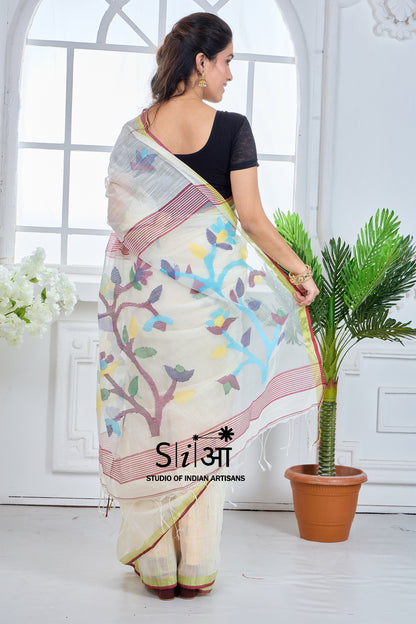 CHANDANI PHOOLWARI MUSLIN SILK SAREE