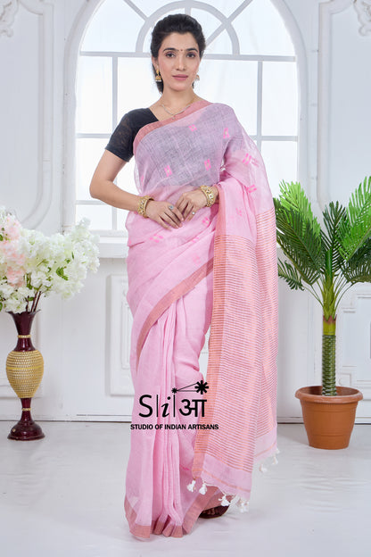 PINK NOOR - LINEN SAREE
