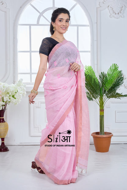PINK NOOR - LINEN SAREE