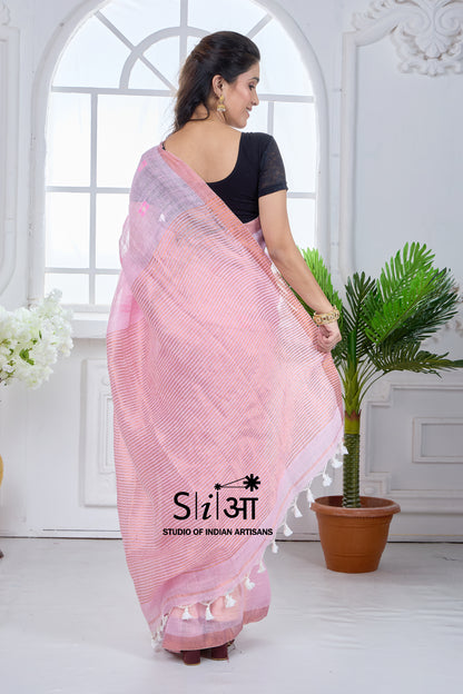 PINK NOOR - LINEN SAREE